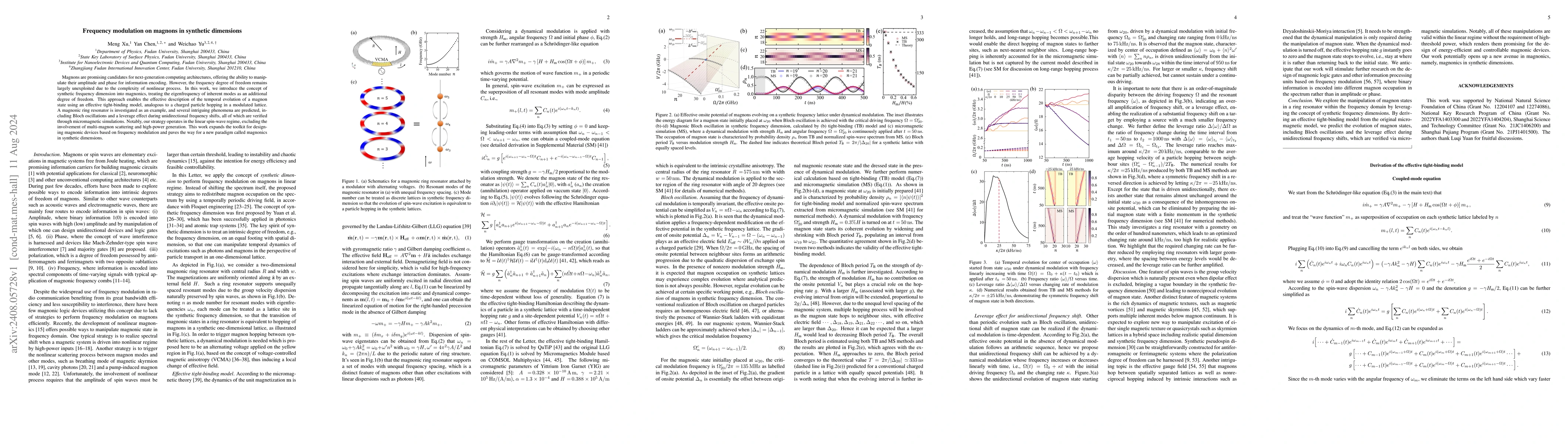 Thumbnail for Frequency modulation on magnons in synthetic dimensions