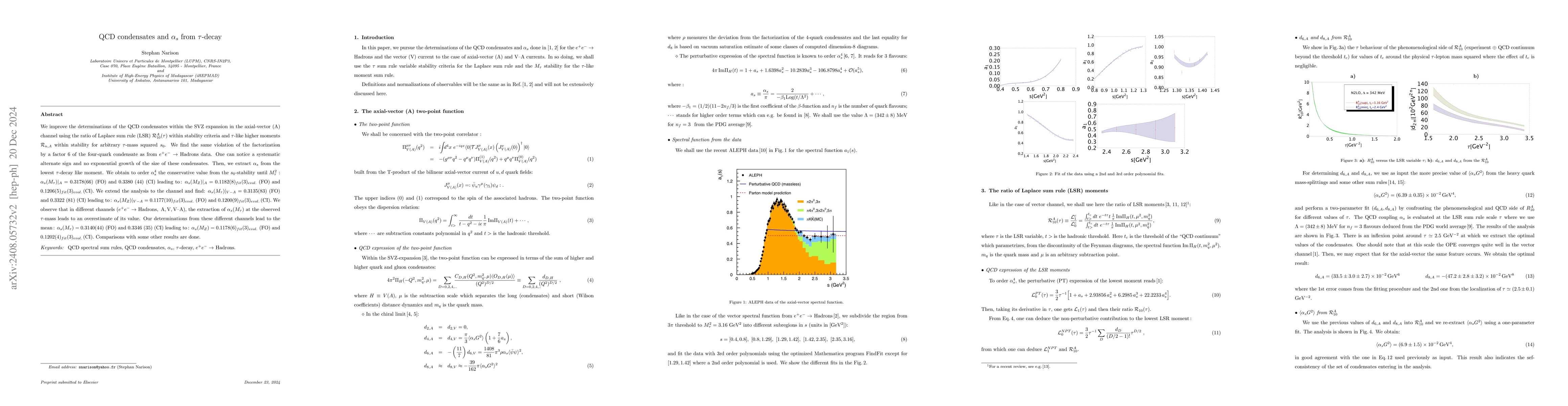 Thumbnail for QCD condensates and $α_s$ from $τ$-decay
