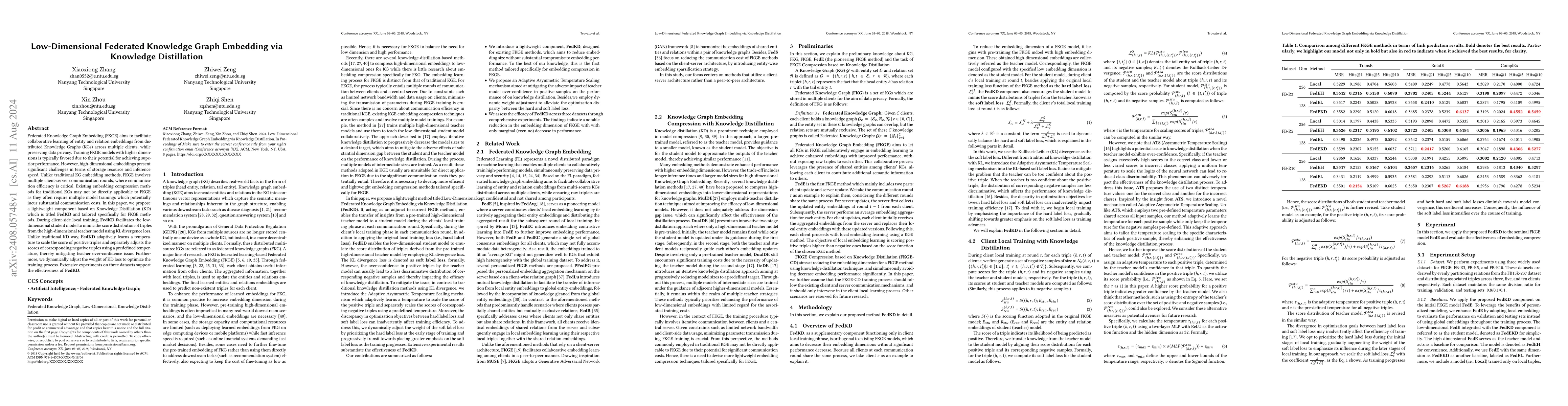 Thumbnail for Low-Dimensional Federated Knowledge Graph Embedding via Knowledge
  Distillation