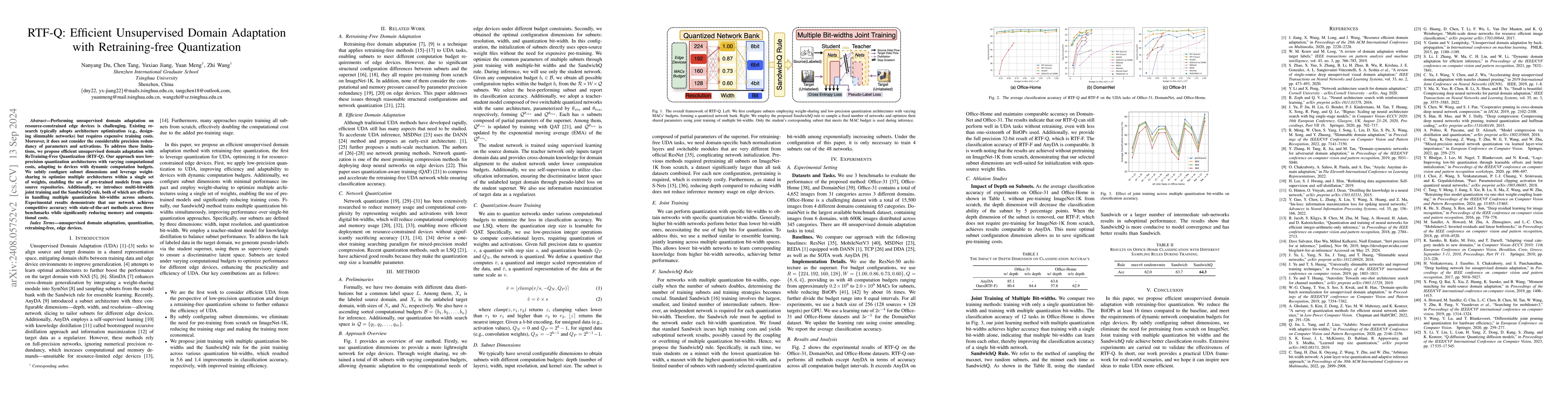 Thumbnail for RTF-Q: Unsupervised domain adaptation based retraining-free quantization
  network