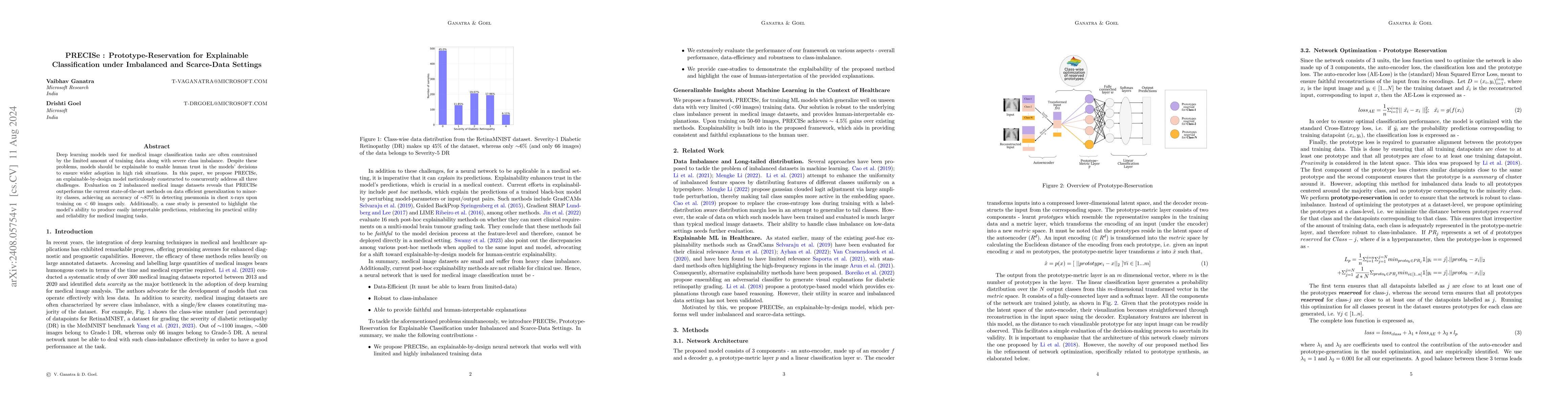 Thumbnail for PRECISe : Prototype-Reservation for Explainable Classification under
  Imbalanced and Scarce-Data Settings