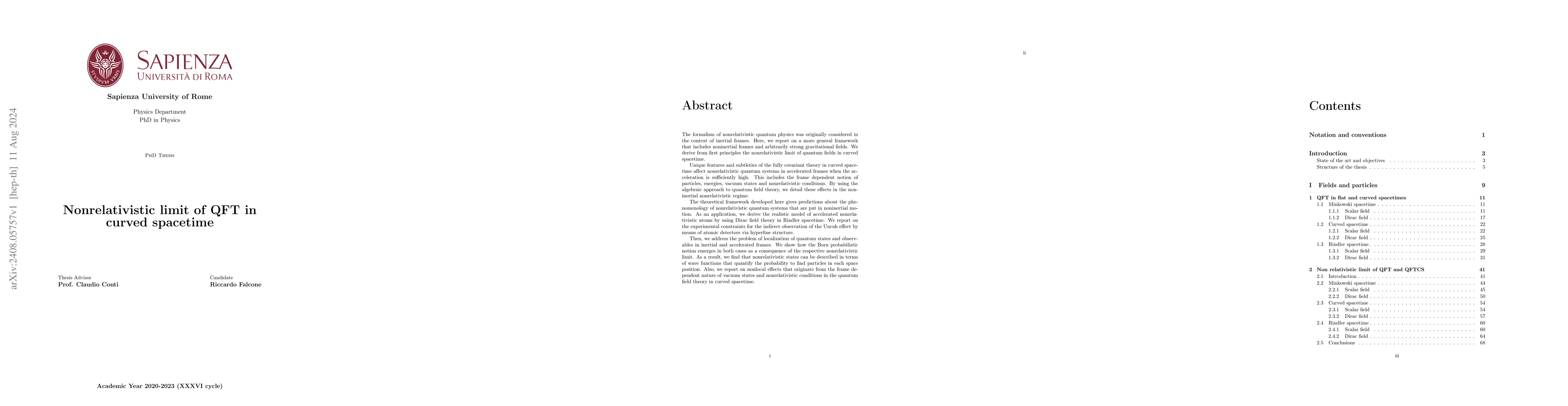 Thumbnail for Nonrelativistic limit of QFT in curved spacetime