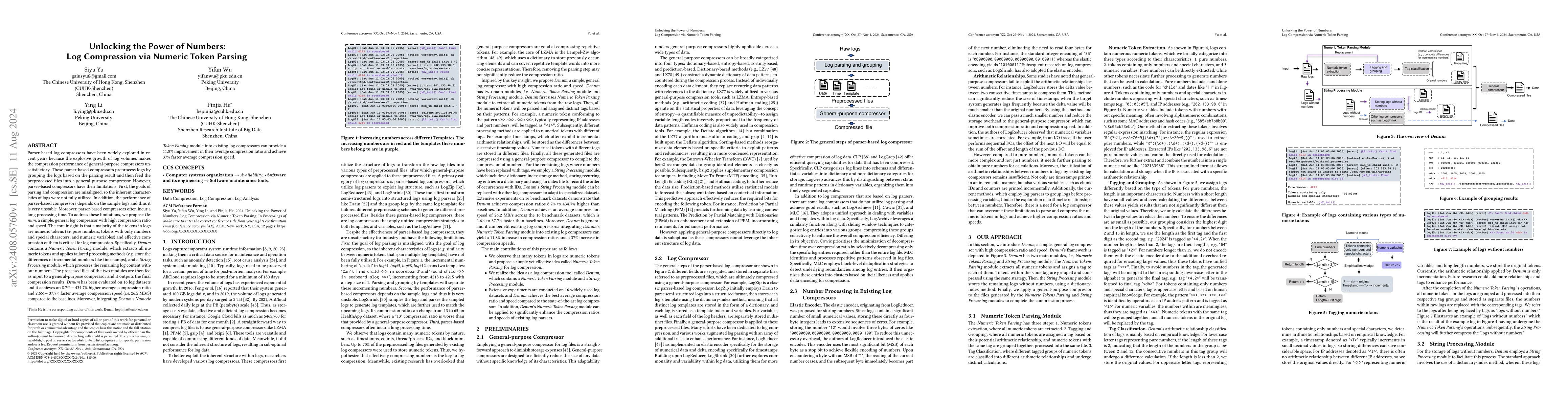 Thumbnail for Unlocking the Power of Numbers: Log Compression via Numeric Token
  Parsing