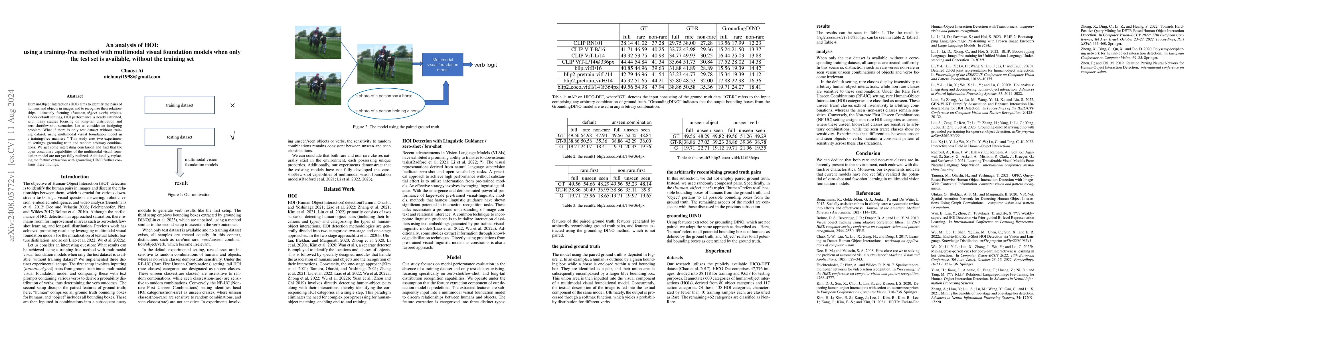 Thumbnail for An analysis of HOI: using a training-free method with multimodal visual
  foundation models when only the test set is available, without the training
  set