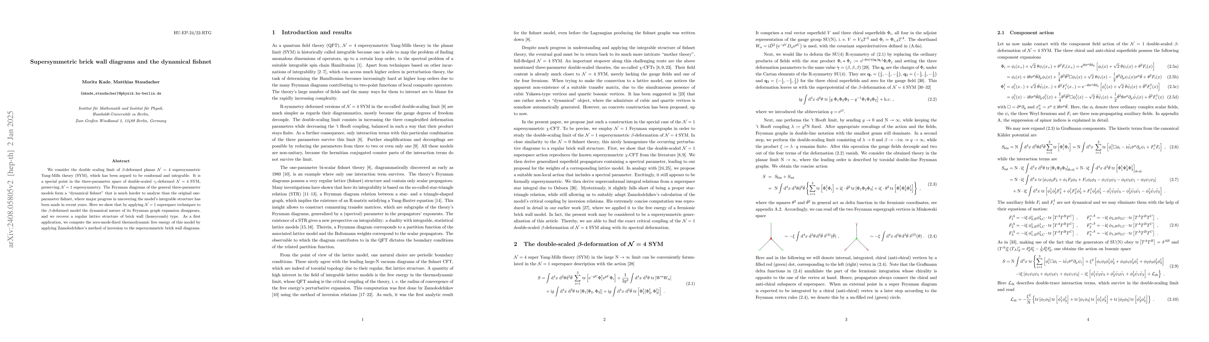 Thumbnail for Supersymmetric brick wall diagrams and the dynamical fishnet