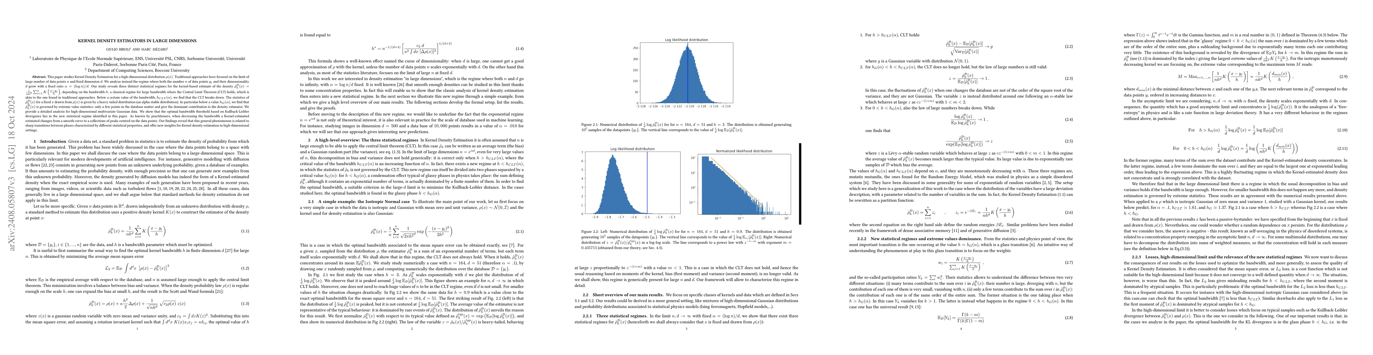 Thumbnail for Kernel Density Estimators in Large Dimensions