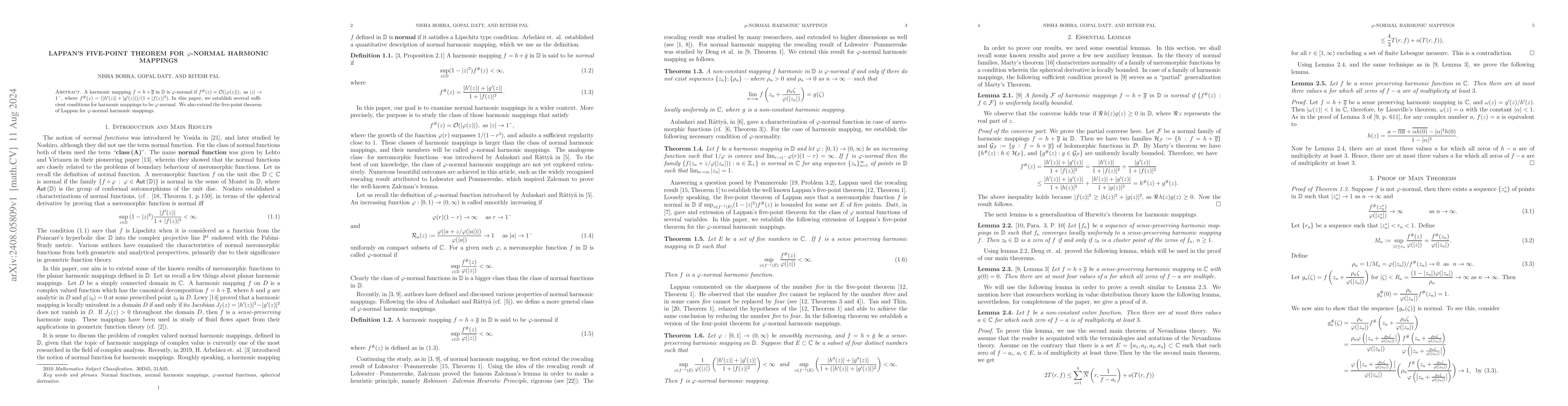Thumbnail for Lappan's five-point theorem for φ-Normal Harmonic Mappings