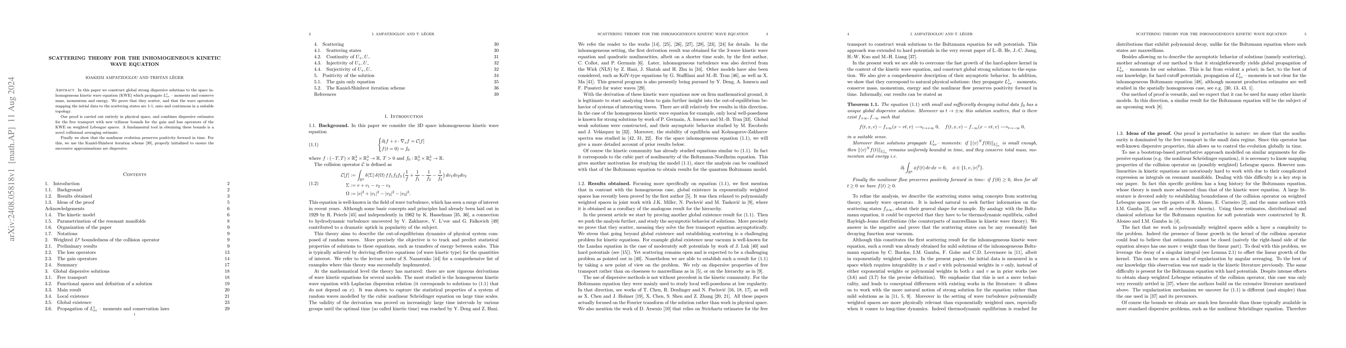 Thumbnail for Scattering theory for the Inhomogeneous Kinetic Wave Equation