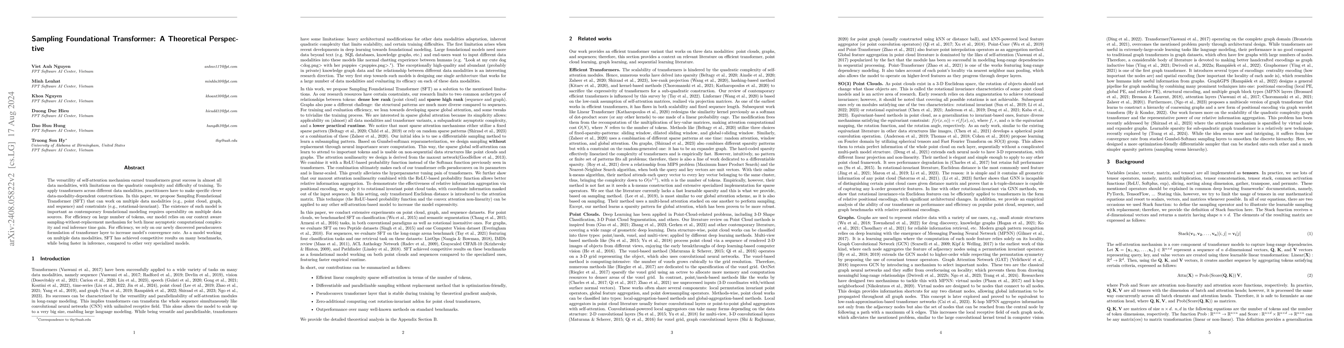 Thumbnail for Sampling Foundational Transformer: A Theoretical Perspective