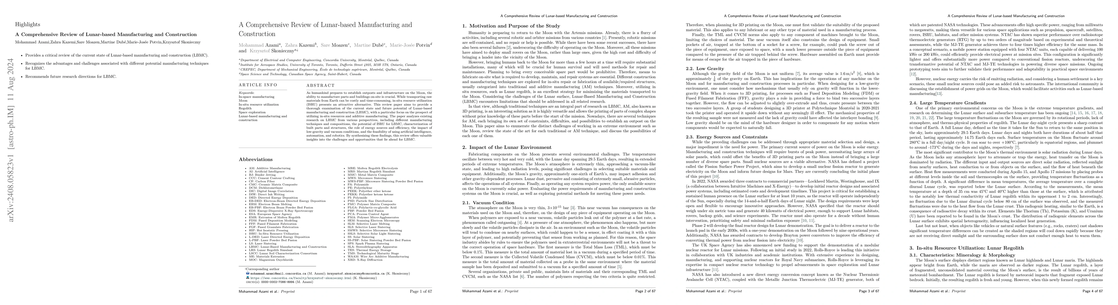 Thumbnail for A Comprehensive Review of Lunar-based Manufacturing and Construction