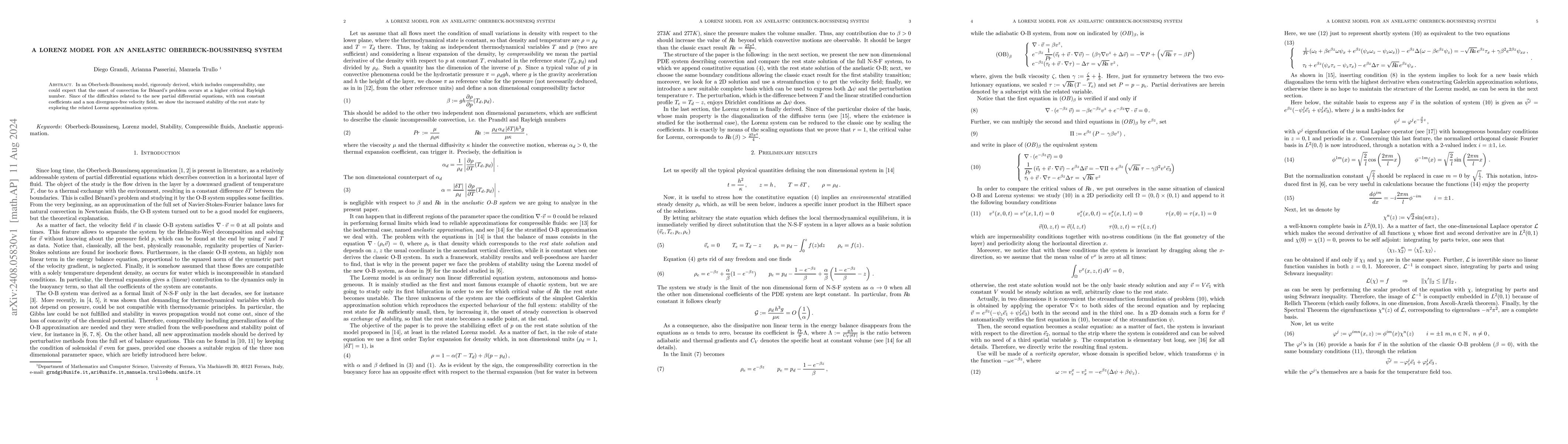Thumbnail for A Lorenz Model for an Anelastic Oberbeck-Boussinesq System