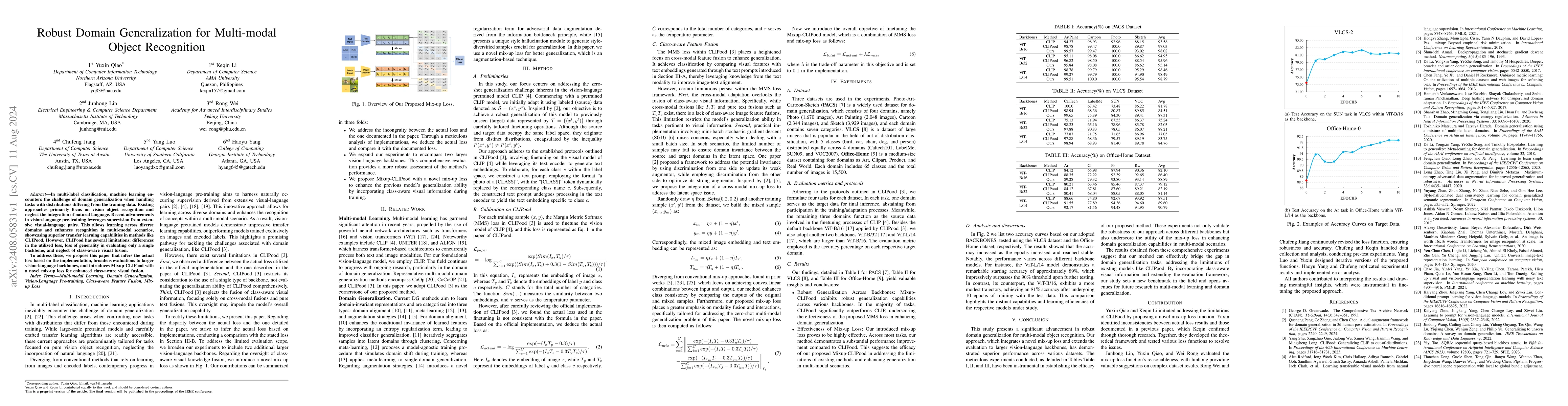 Thumbnail for Robust Domain Generalization for Multi-modal Object Recognition