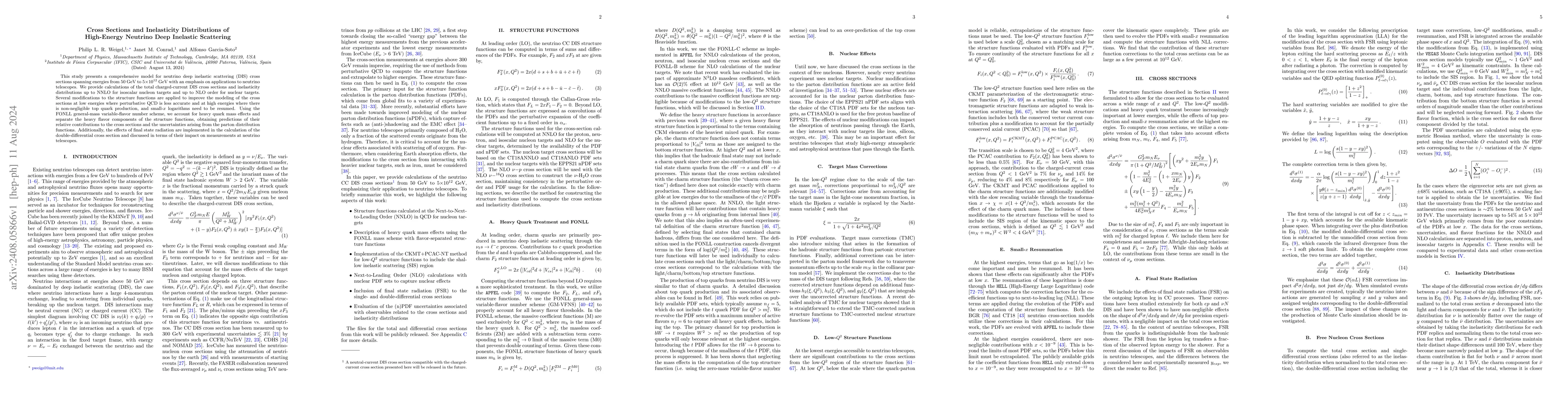 Thumbnail for Cross Sections and Inelasticity Distributions of High-Energy Neutrino
  Deep Inelastic Scattering