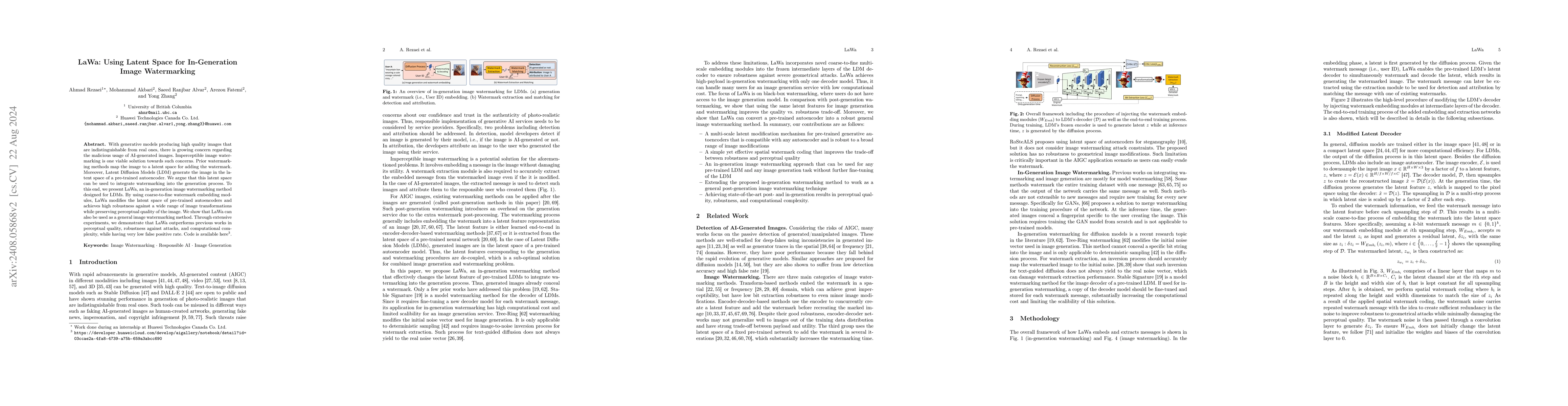 Thumbnail for LaWa: Using Latent Space for In-Generation Image Watermarking