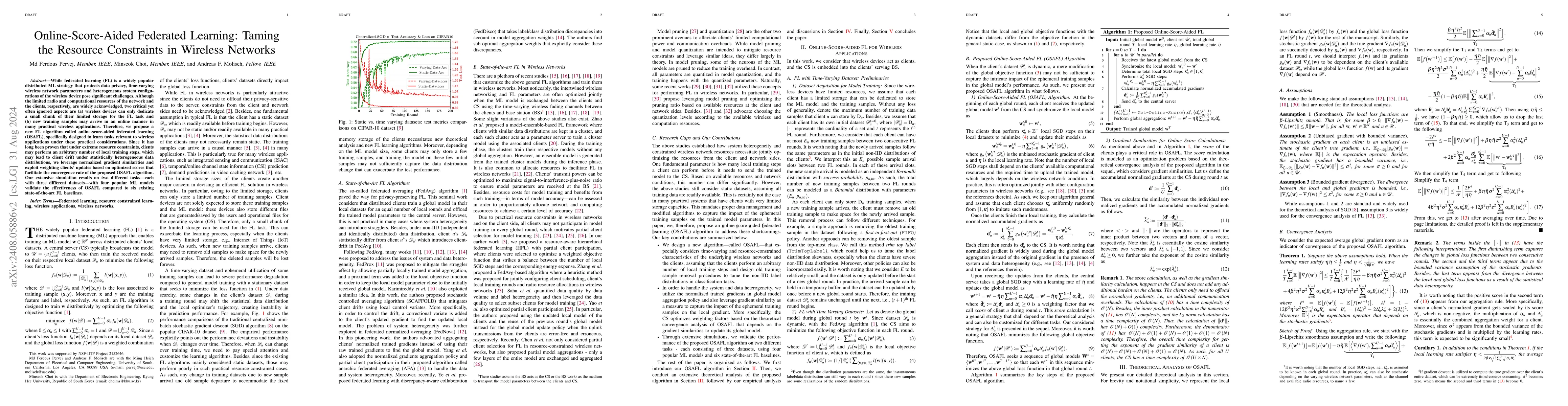 Thumbnail for Online-Score-Aided Federated Learning: Taming the Resource Constraints
  in Wireless Networks