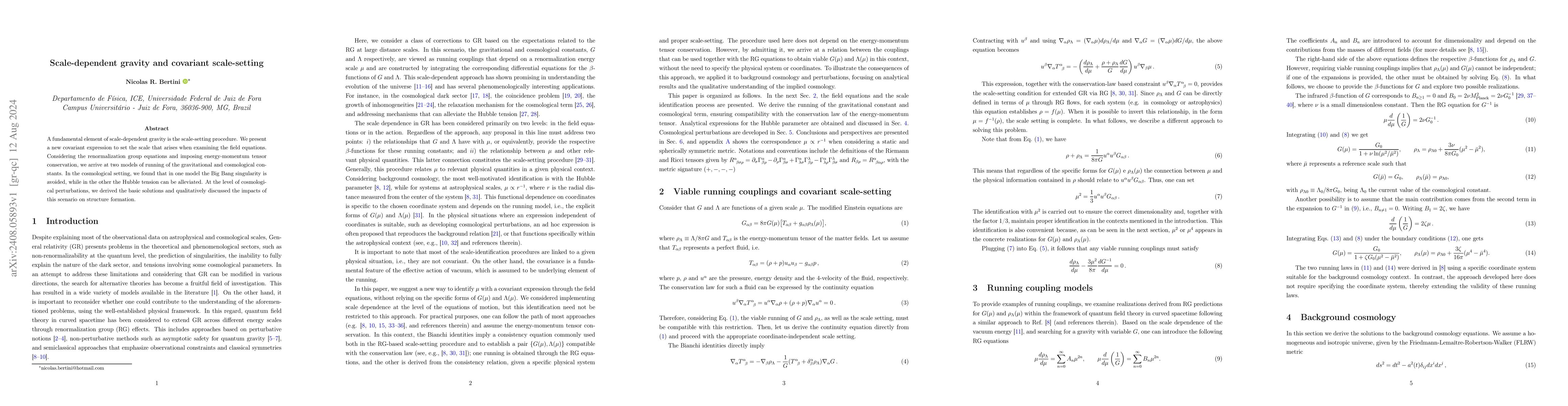 Thumbnail for Scale-dependent gravity and covariant scale-setting