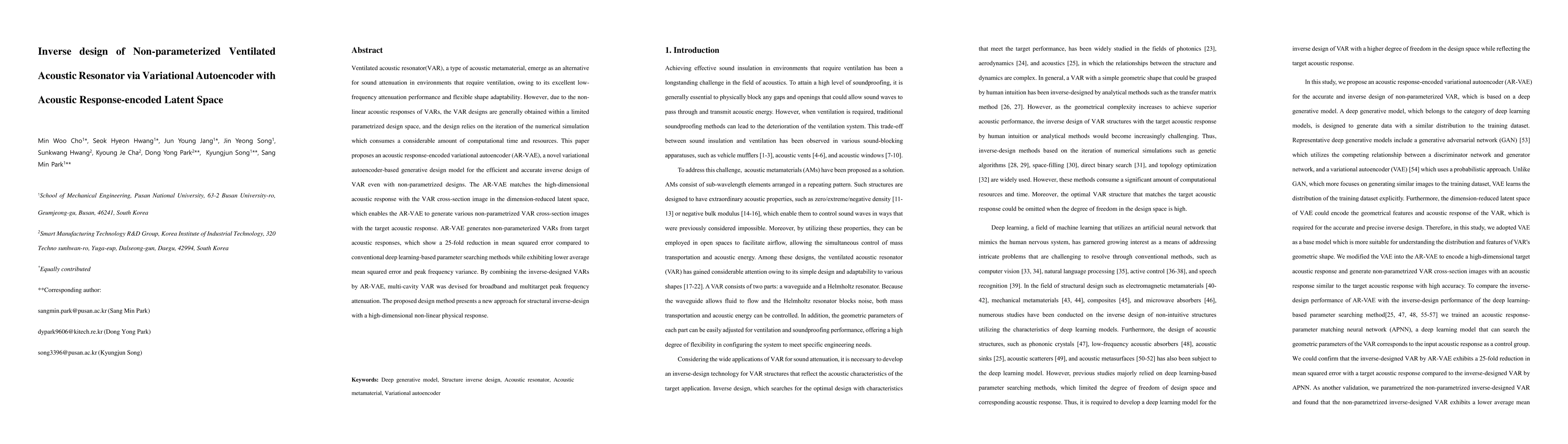 Thumbnail for Inverse design of Non-parameterized Ventilated Acoustic Resonator via
  Variational Autoencoder with Acoustic Response-encoded Latent Space
