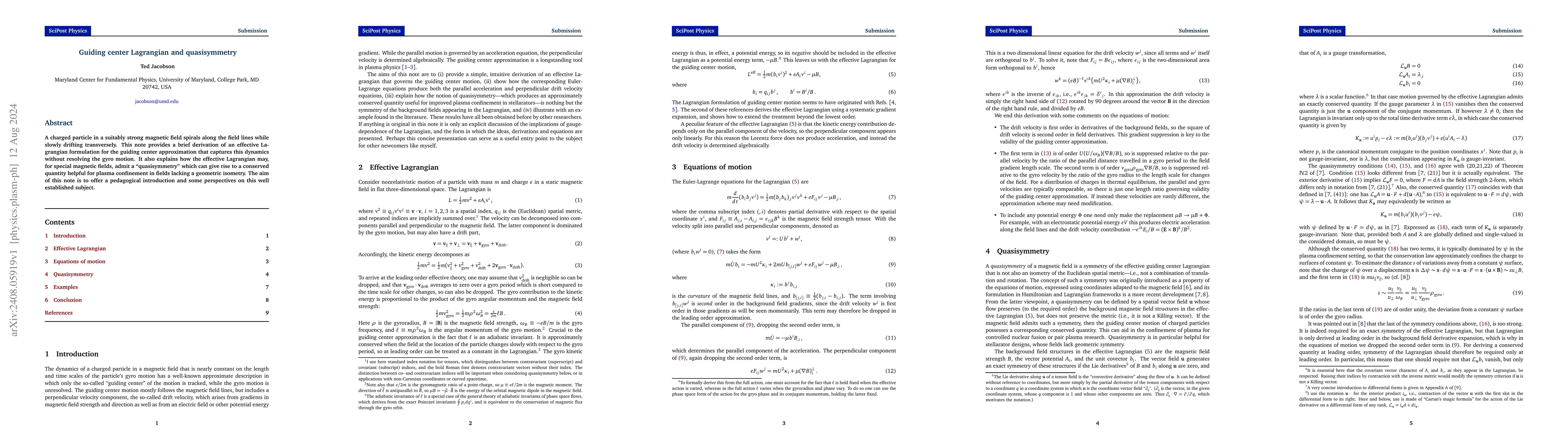 Thumbnail for Guiding center Lagrangian and quasisymmetry