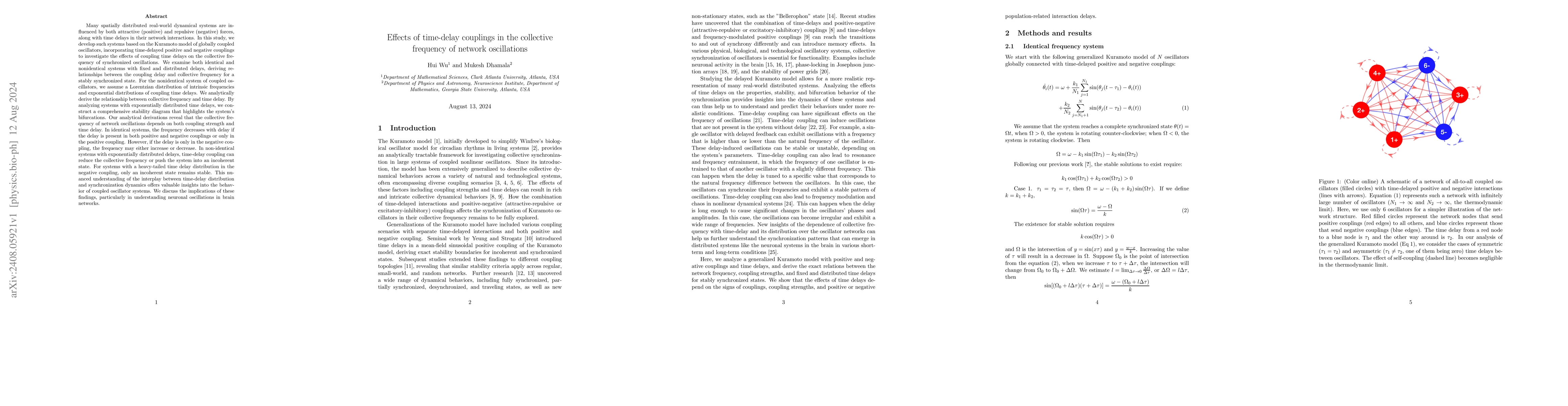 Thumbnail for Effects of time-delay couplings in the collective frequency of network
  oscillations