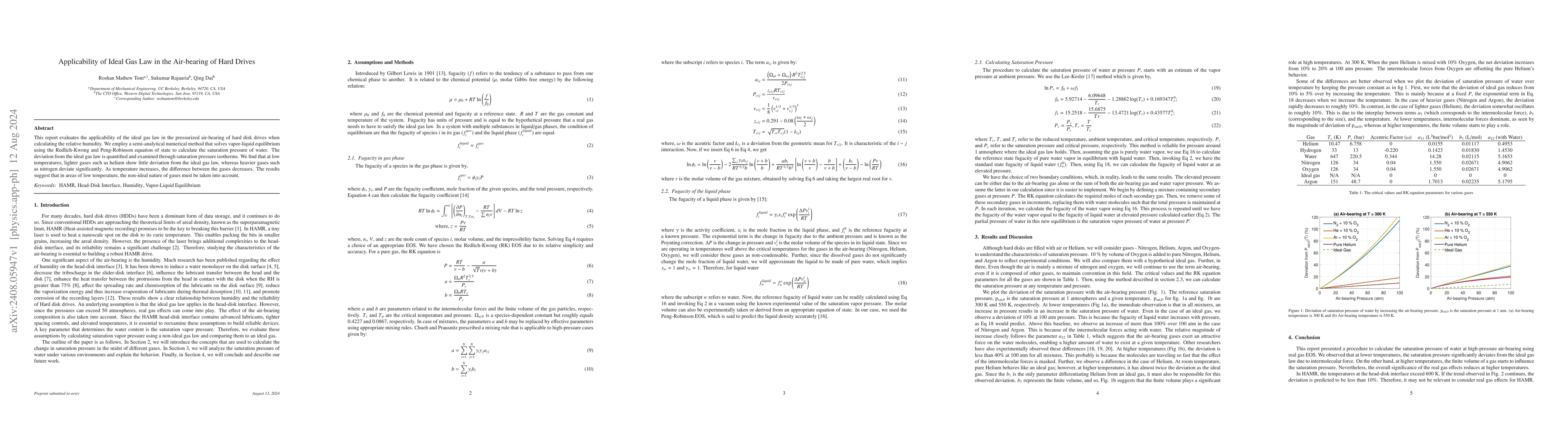 Thumbnail for Applicability of Ideal Gas Law in the Air-bearing of Hard Drives