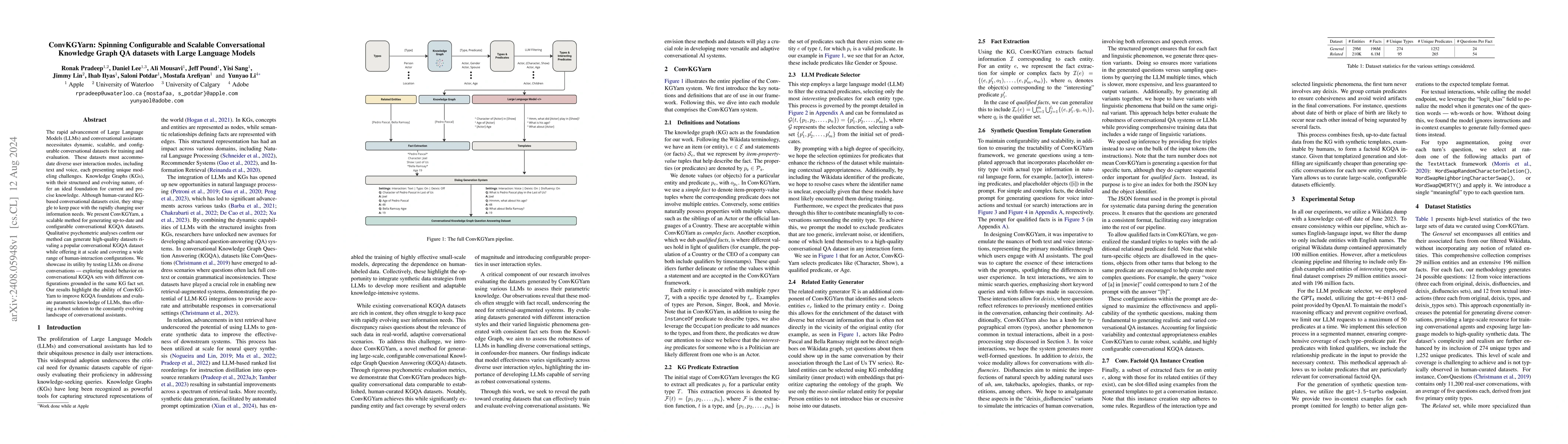Thumbnail for ConvKGYarn: Spinning Configurable and Scalable Conversational Knowledge
  Graph QA datasets with Large Language Models