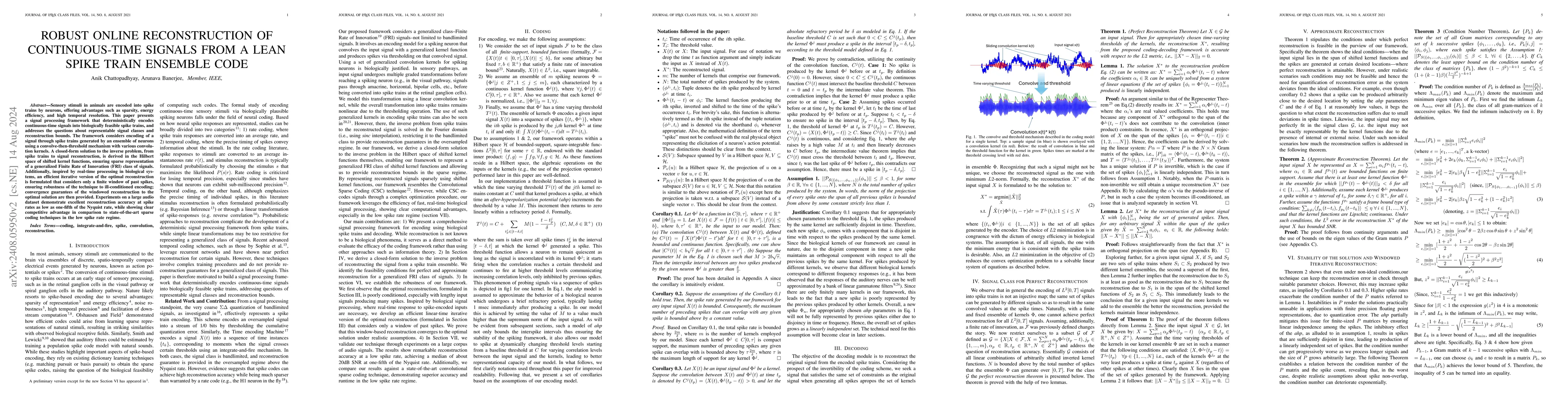 Thumbnail for Robust online reconstruction of continuous-time signals from a lean
  spike train ensemble code