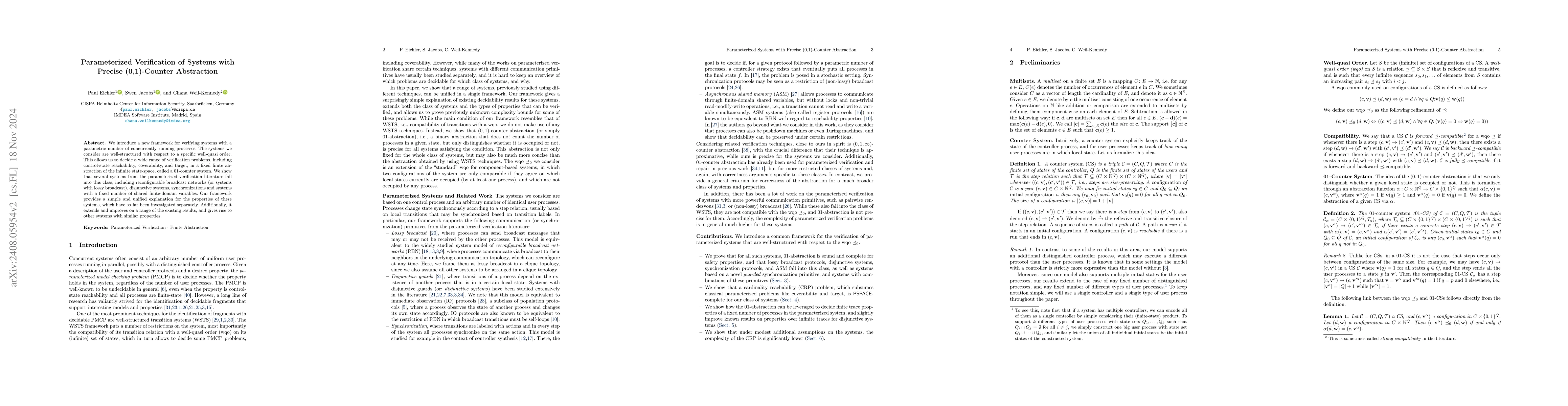 Thumbnail for Parameterized Verification of Systems with Precise (0,1)-Counter
  Abstraction