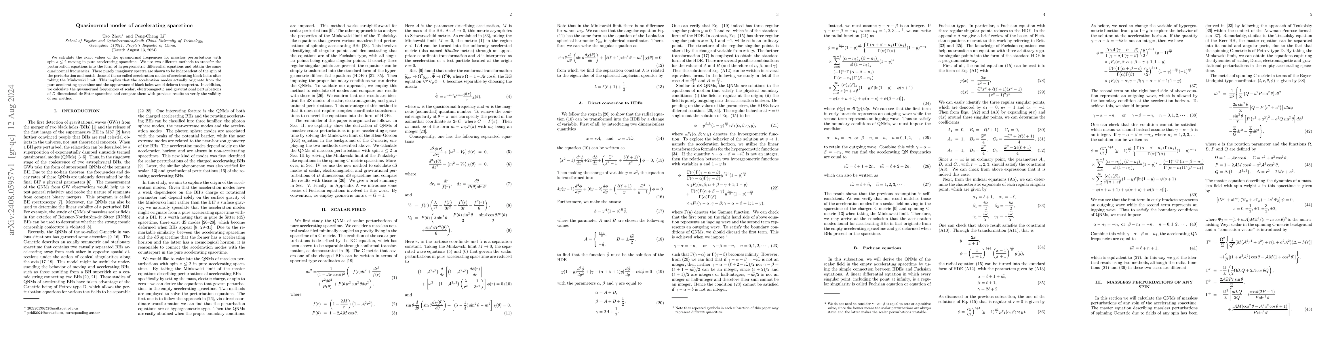 Thumbnail for Quasinormal modes of accelerating spacetime