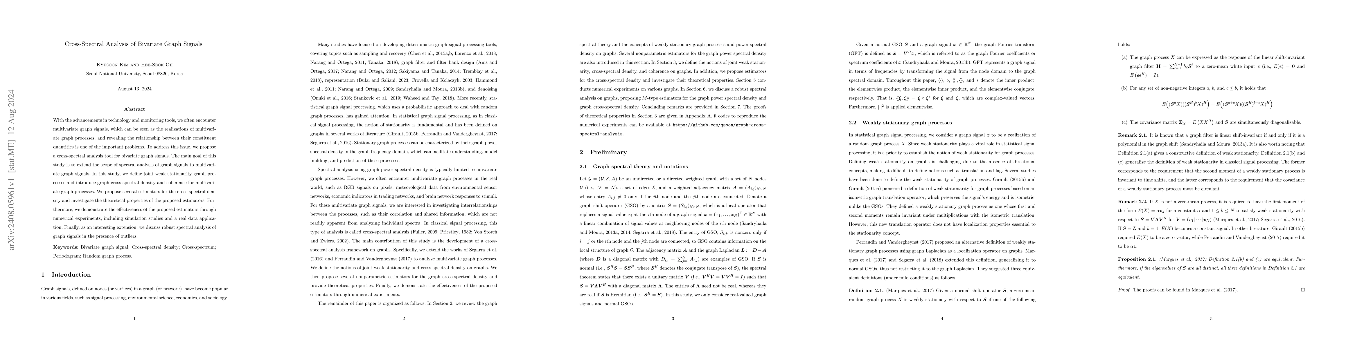 Thumbnail for Cross-Spectral Analysis of Bivariate Graph Signals