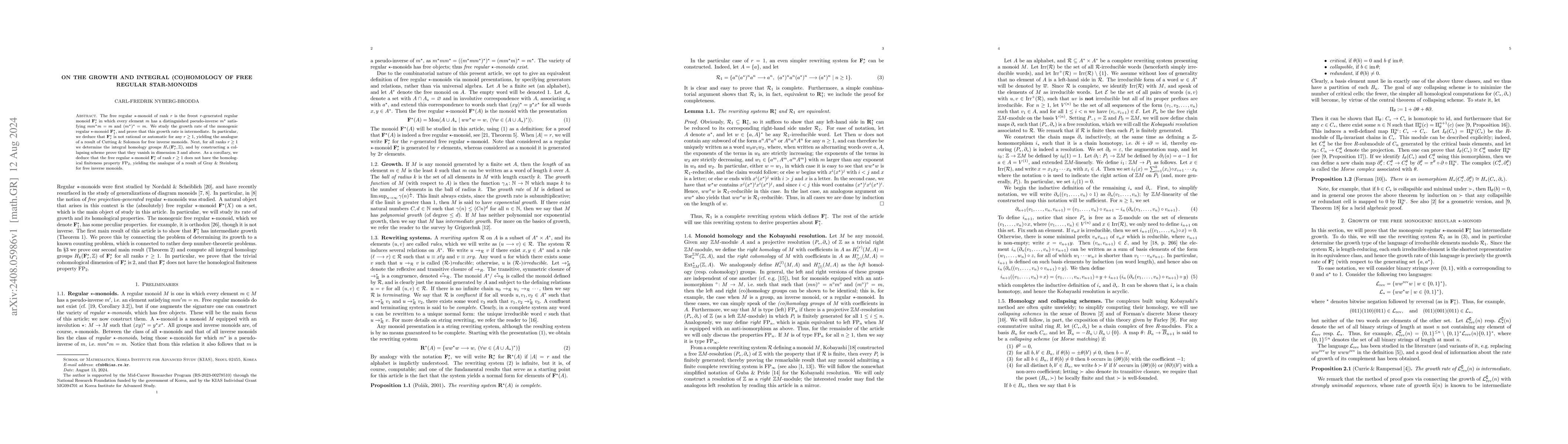 Thumbnail for On the growth and integral (co)homology of free regular star-monoids