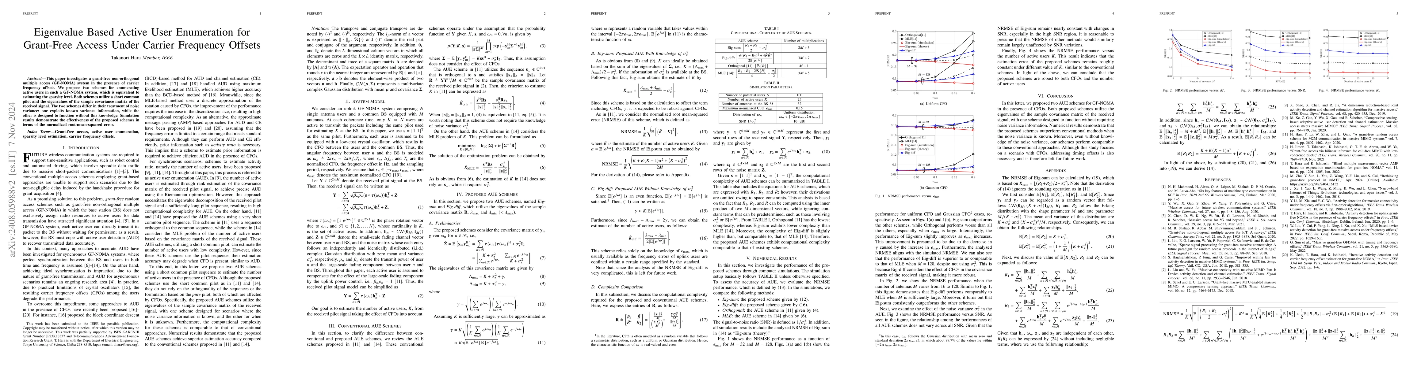Thumbnail for Eigenvalue Based Active User Enumeration for Grant-Free Access Under
  Carrier Frequency Offsets