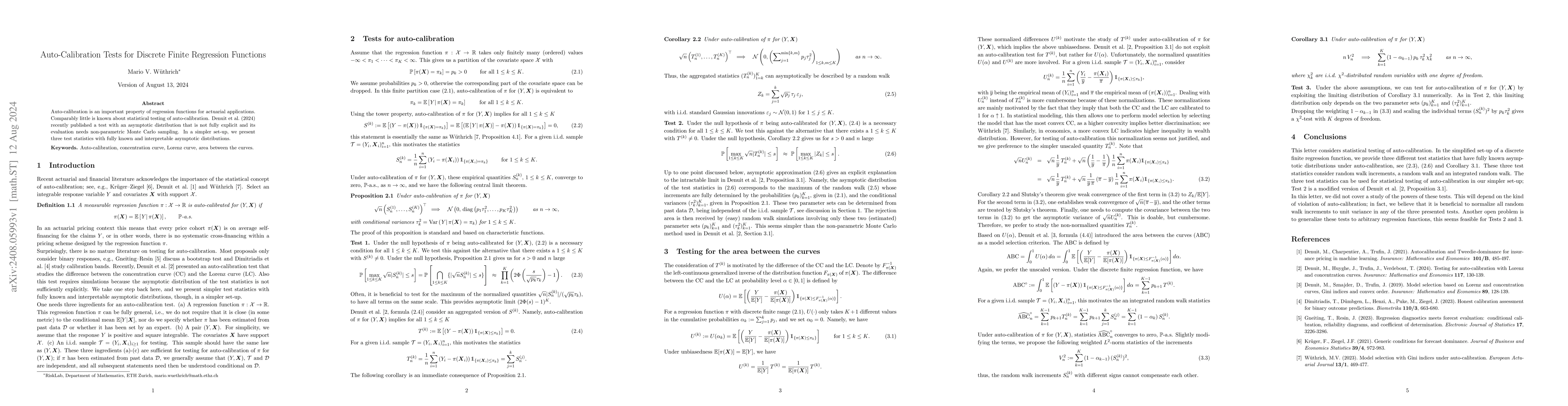 Thumbnail for Auto-Calibration Tests for Discrete Finite Regression Functions