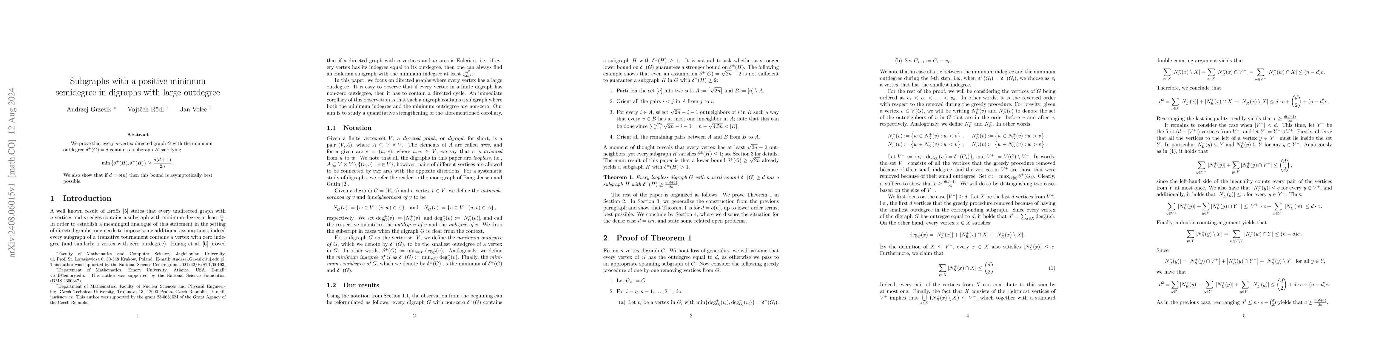 Thumbnail for Subgraphs with a positive minimum semidegree in digraphs with large
  outdegree