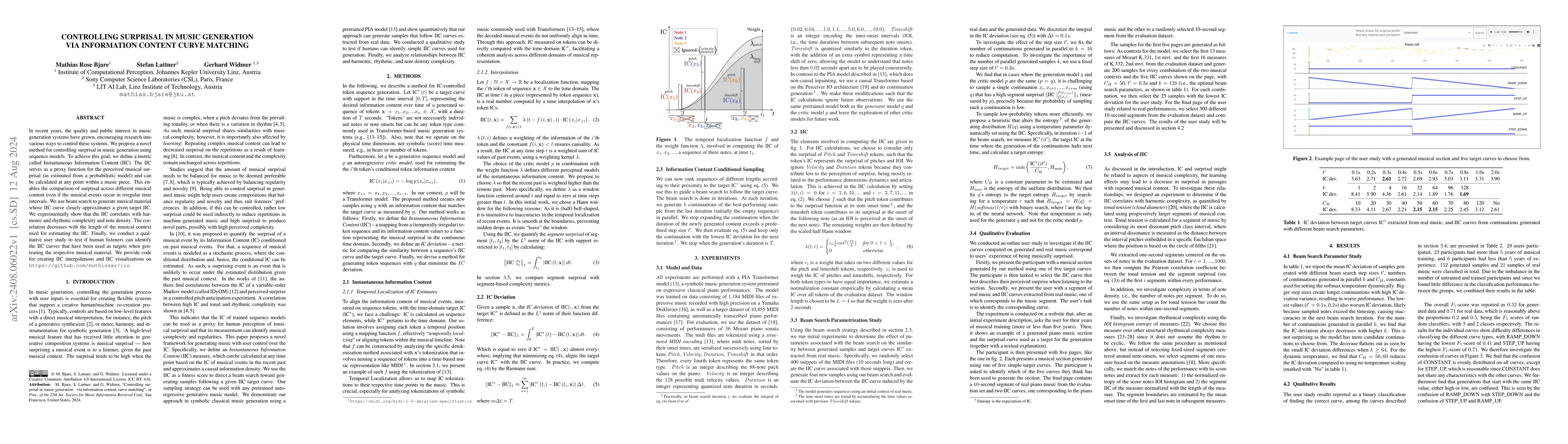Thumbnail for Controlling Surprisal in Music Generation via Information Content Curve
  Matching