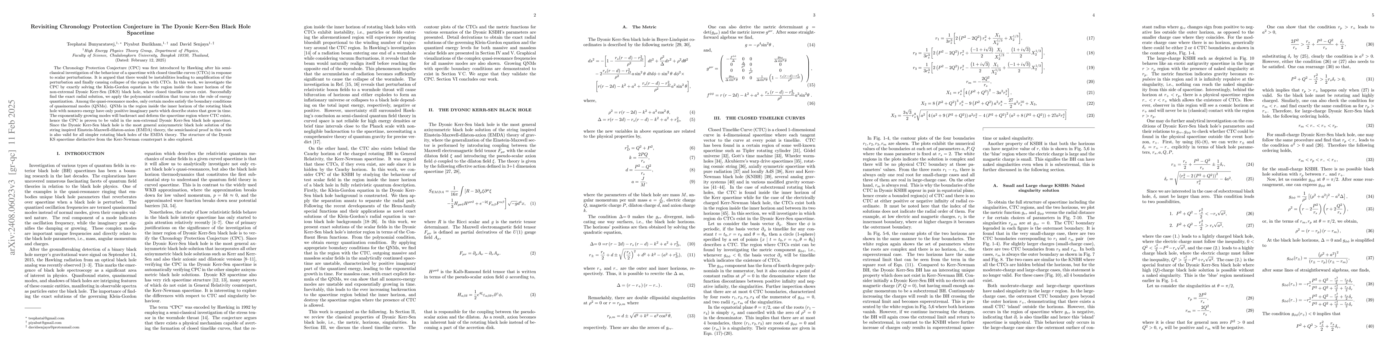 Thumbnail for Revisiting Chronology Protection Conjecture in The Dyonic Kerr-Sen Black
  Hole Spacetime