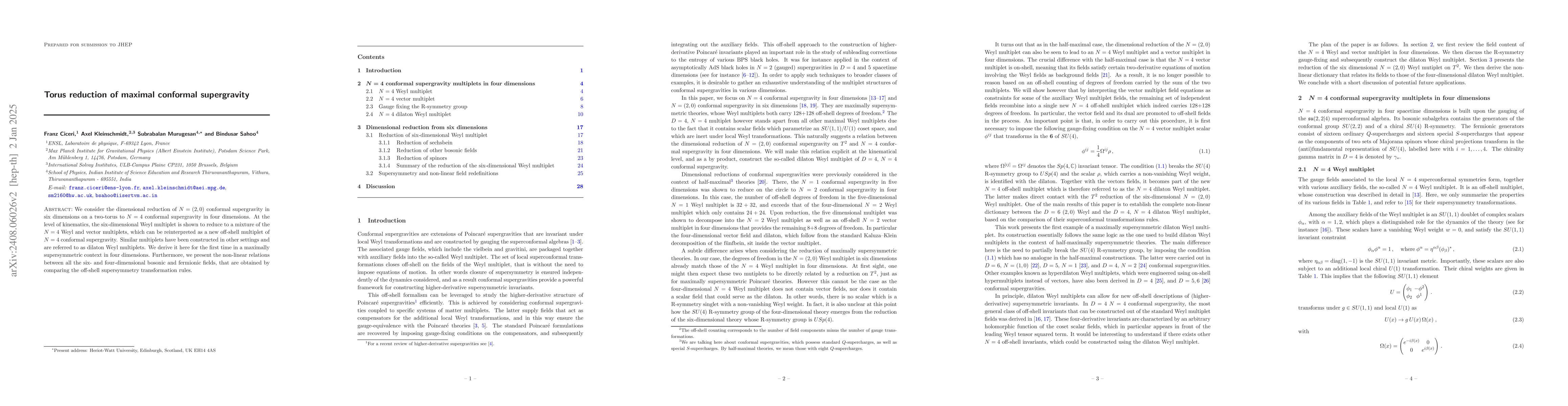Thumbnail for Torus reduction of maximal conformal supergravity