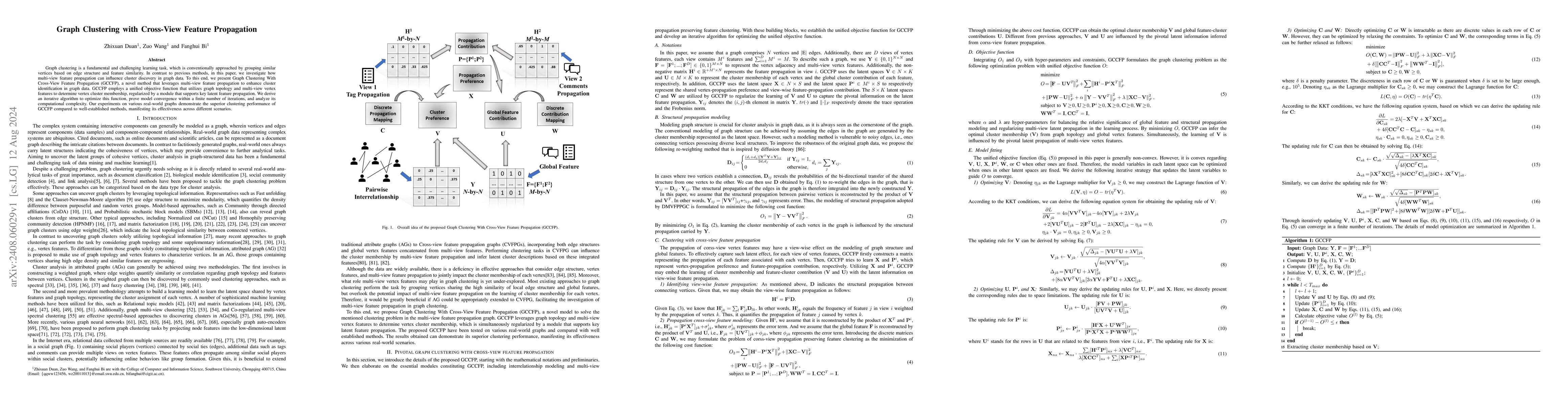 Thumbnail for Graph Clustering with Cross-View Feature Propagation