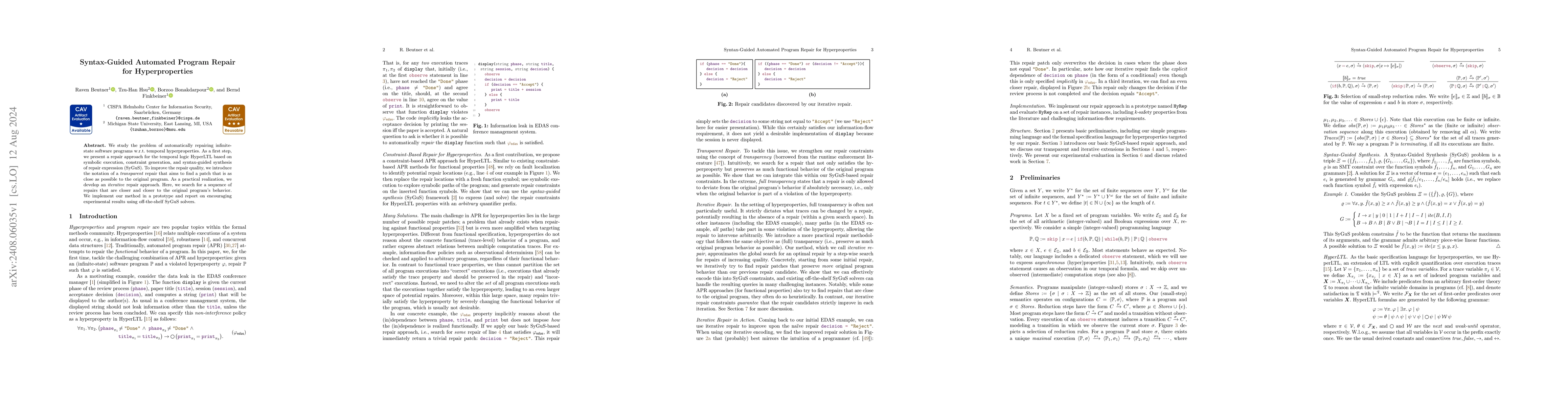 Thumbnail for Syntax-Guided Automated Program Repair for Hyperproperties