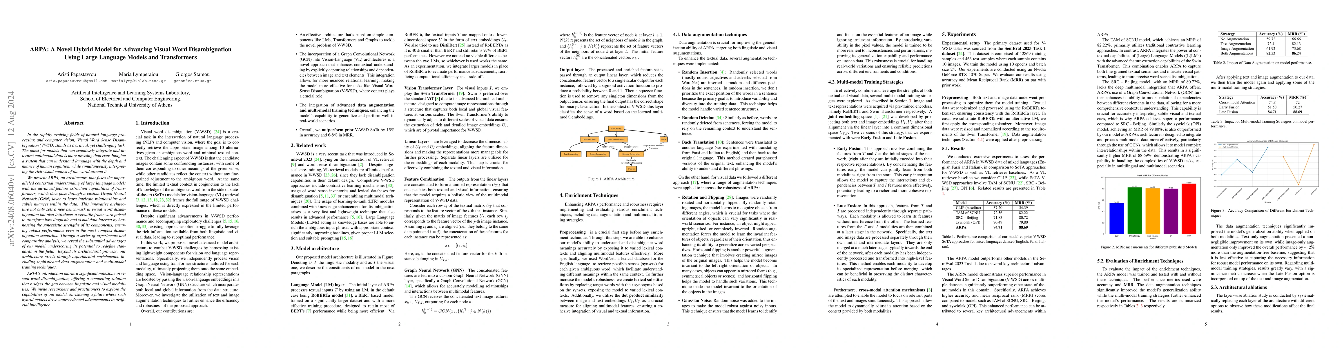 Thumbnail for ARPA: A Novel Hybrid Model for Advancing Visual Word Disambiguation
  Using Large Language Models and Transformers