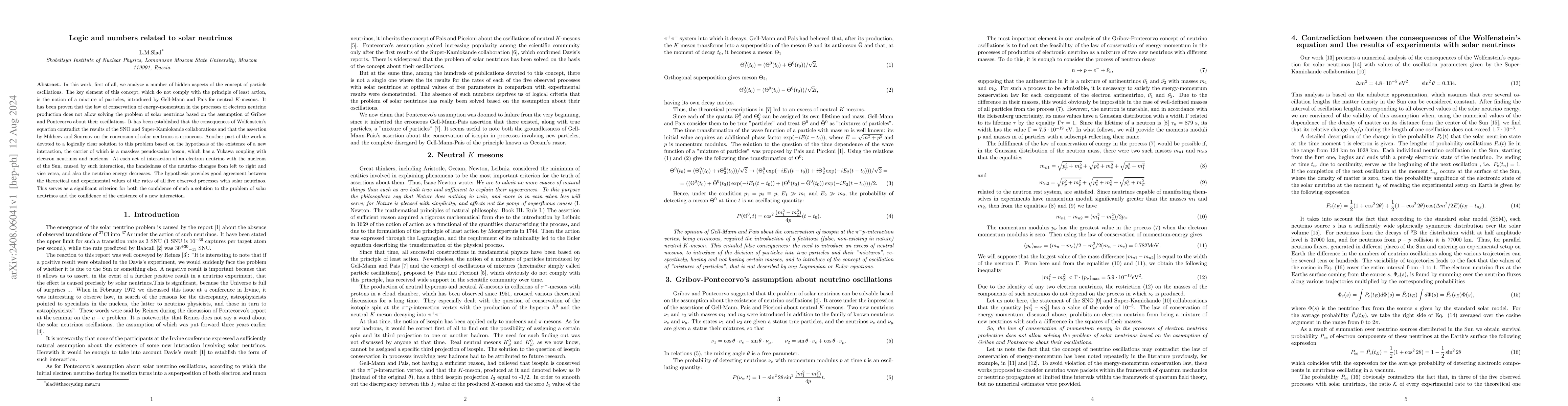 Thumbnail for Logic and numbers related to solar neutrinos