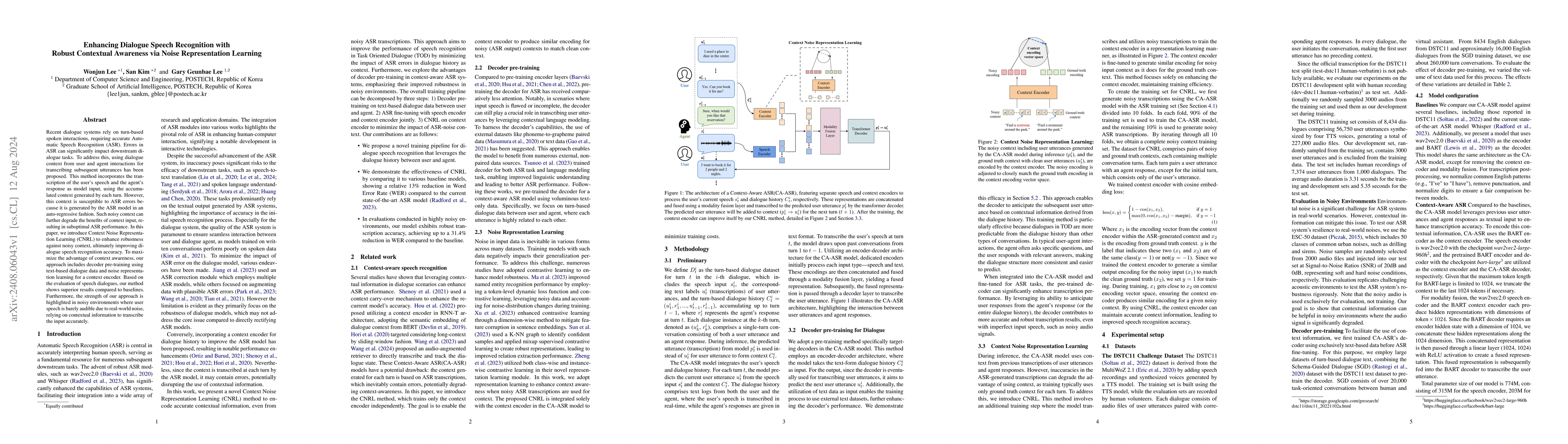 Thumbnail for Enhancing Dialogue Speech Recognition with Robust Contextual Awareness
  via Noise Representation Learning