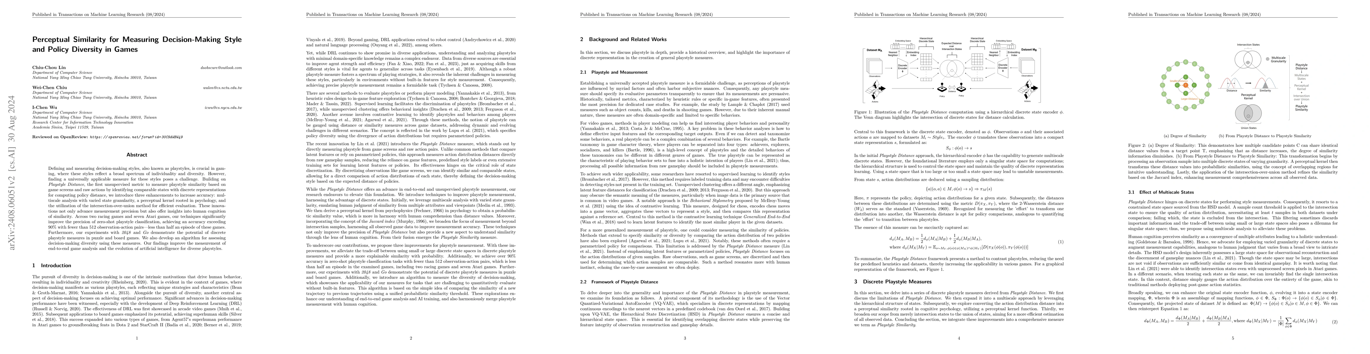 Thumbnail for Perceptual Similarity for Measuring Decision-Making Style and Policy
  Diversity in Games