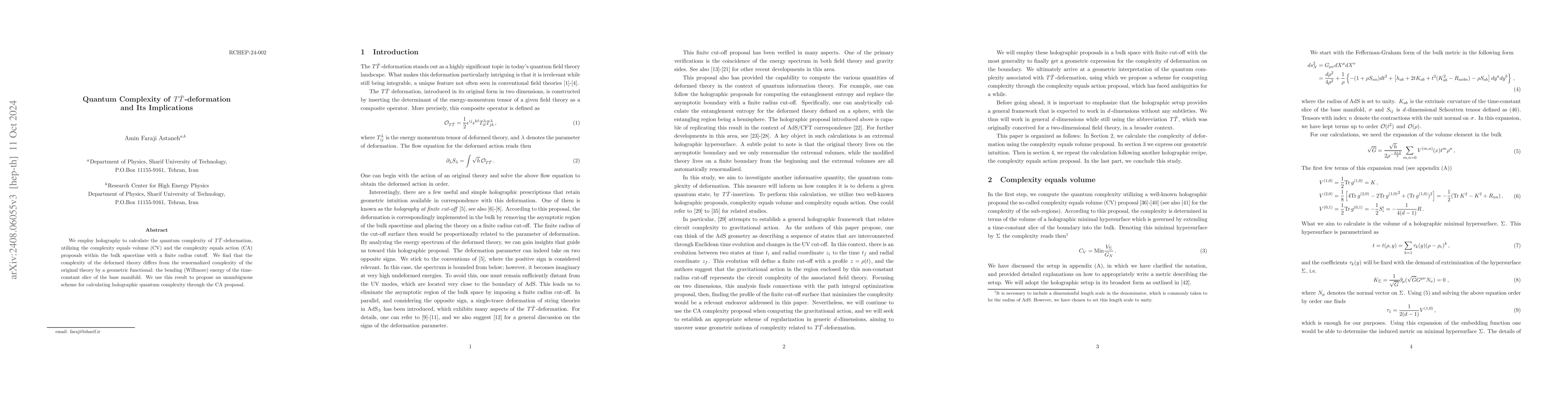 Thumbnail for Quantum Complexity of $T\bar{T}$-deformation and Its Implications