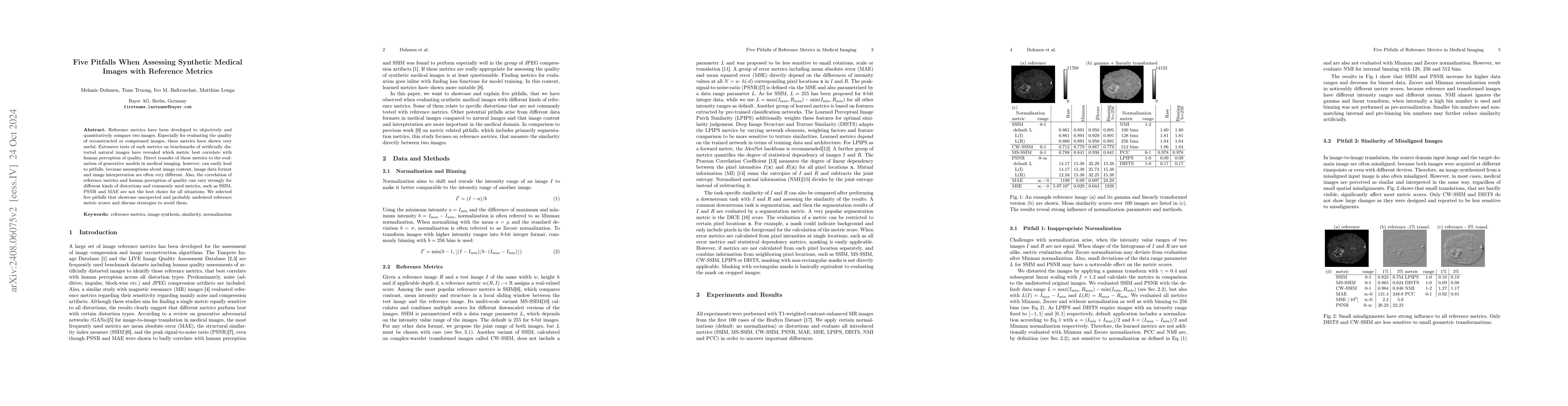 Thumbnail for Five Pitfalls When Assessing Synthetic Medical Images with Reference
  Metrics