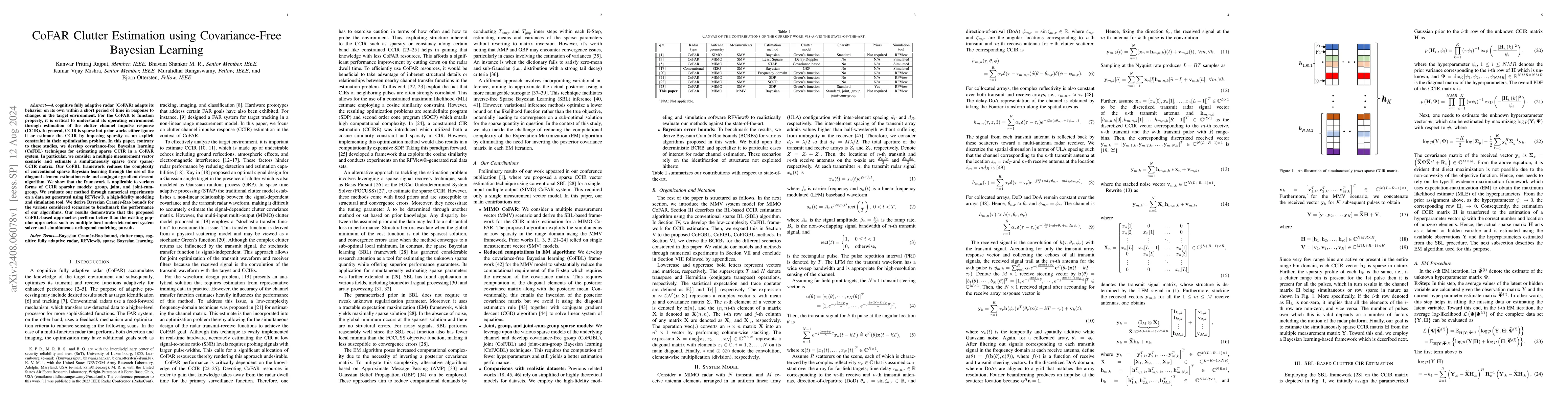 Thumbnail for CoFAR Clutter Estimation using Covariance-Free Bayesian Learning