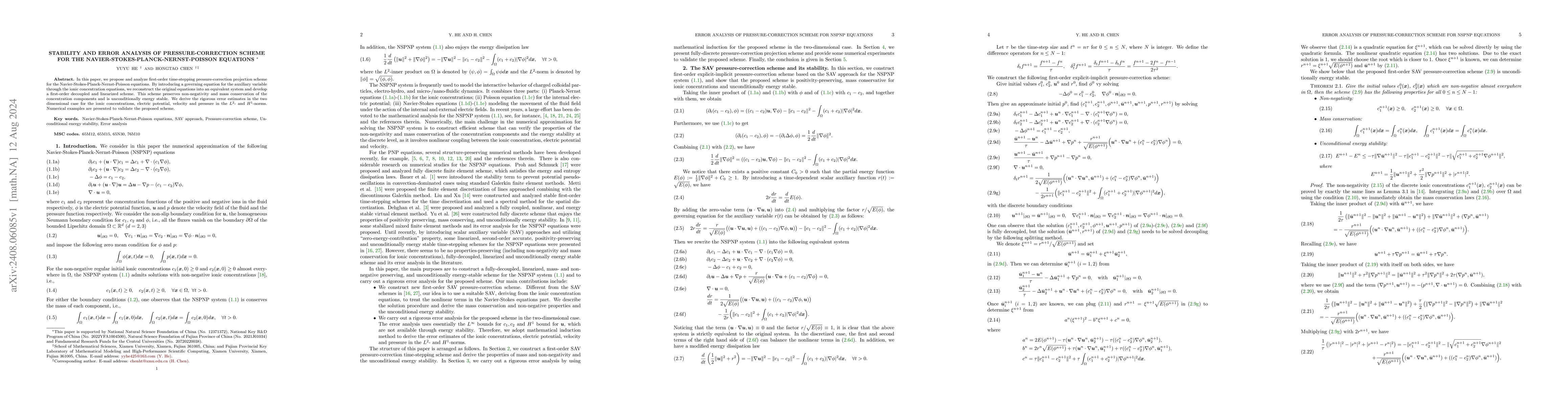 Thumbnail for Stability and error analysis of pressure-correction scheme for the
  Navier-Stokes-Planck-Nernst-Poisson equations