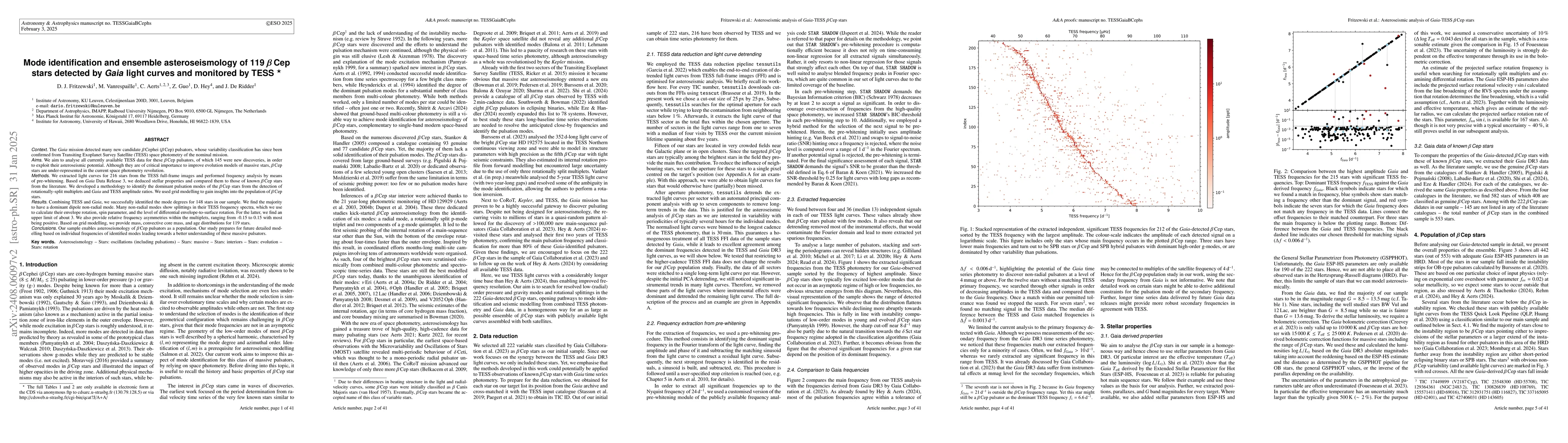 Thumbnail for Mode identification and ensemble asteroseismology of 164 βCep stars
  discovered from Gaia light curves and monitored by TESS