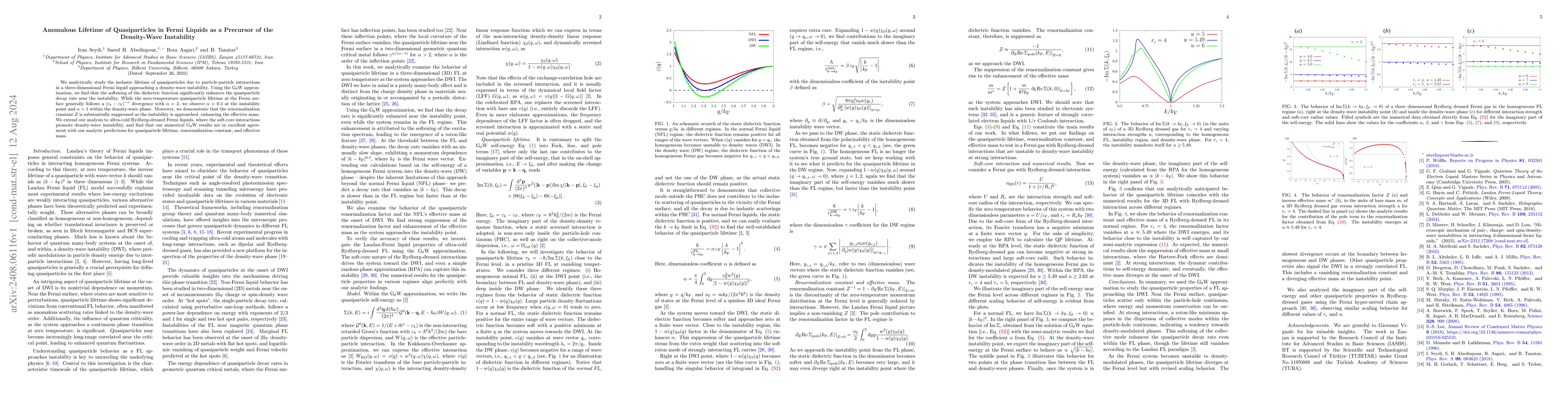 Thumbnail for Anomalous Lifetime of Quasiparticles in Fermi Liquids as a Precursor of
  the Density-Wave Instability