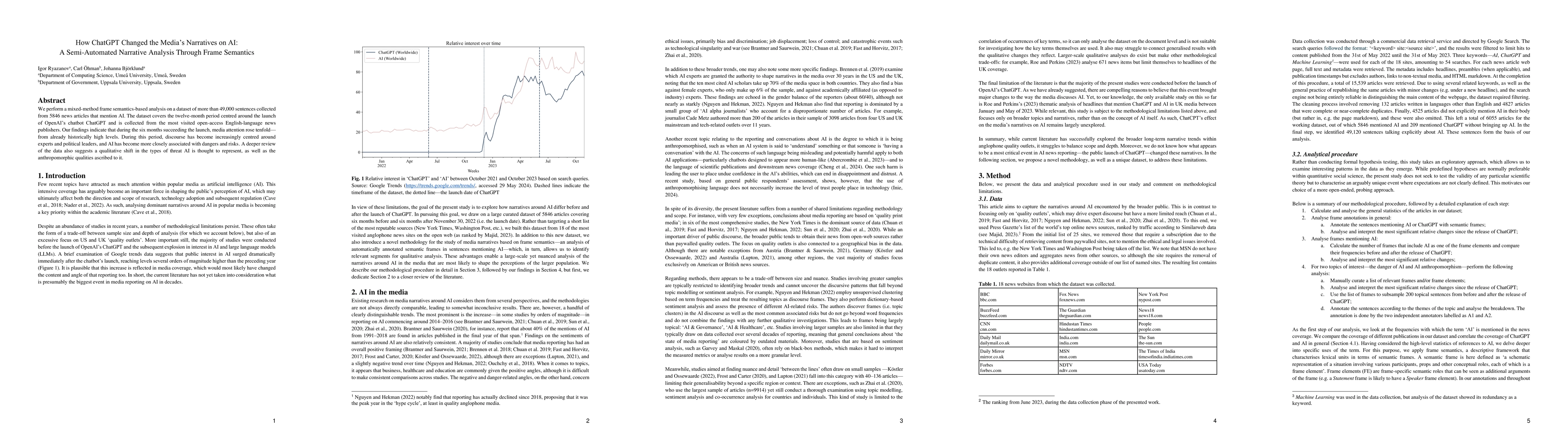 Thumbnail for How ChatGPT Changed the Media's Narratives on AI: A Semi-Automated
  Narrative Analysis Through Frame Semantics