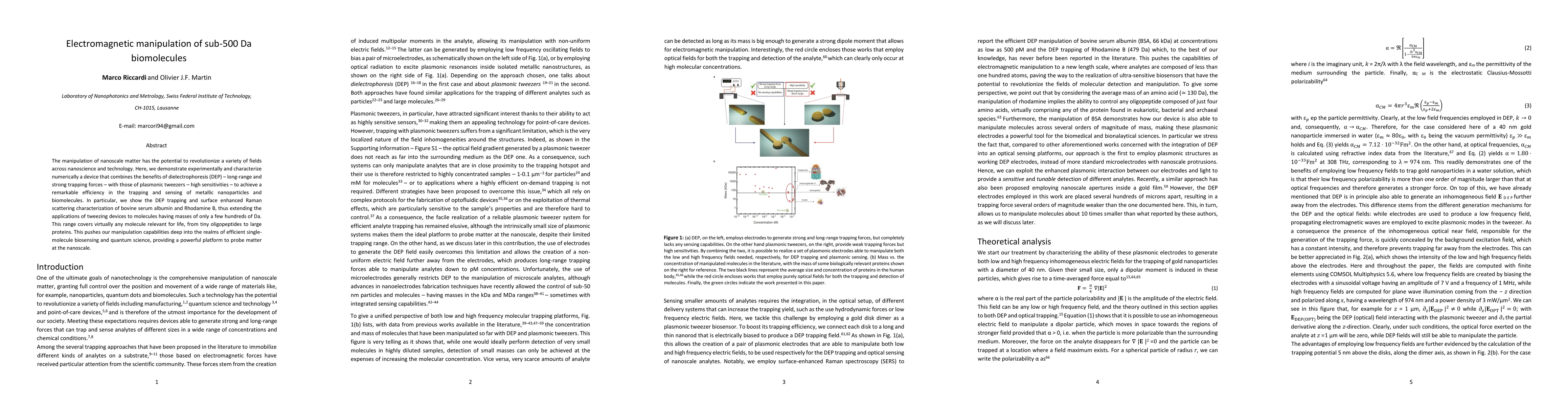 Thumbnail for Electromagnetic manipulation of sub-500 Da biomolecules